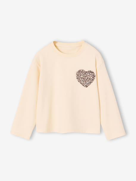 T-shirt manches longues fille écru+vanille - vertbaudet enfant 