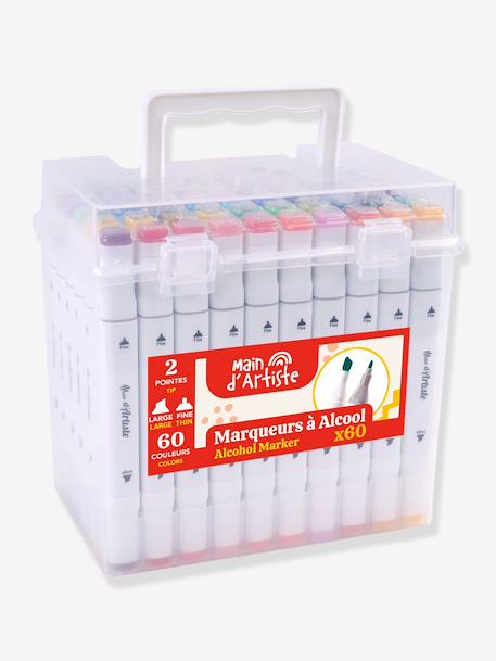 60 alcoholmarkers met dubbele punt meerkleurig - vertbaudet enfant 