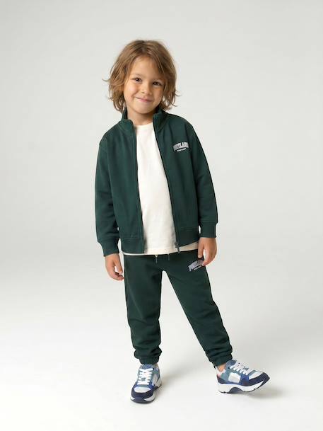 Sweat zippé garçon col camionneur marine+rouge+vert sapin - vertbaudet enfant 