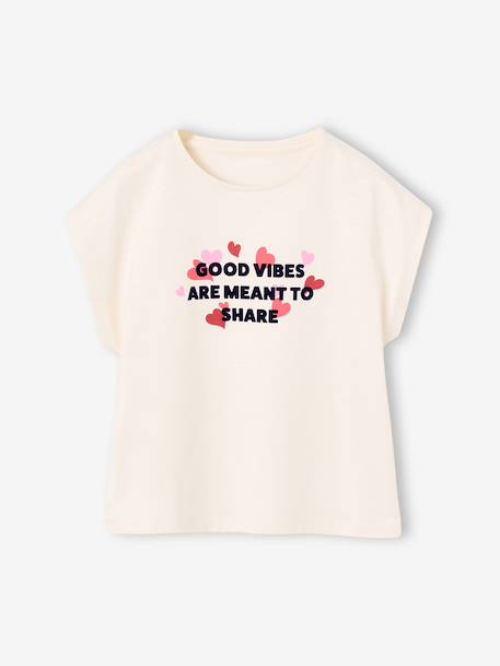 T-shirt met korte mouwen antraciet+ecru+rozen - vertbaudet enfant 