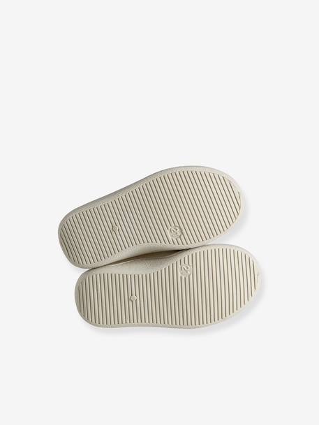 Chaussons zippés bébé en toile beige+blanc imprimé+rose pâle+vanille - vertbaudet enfant 