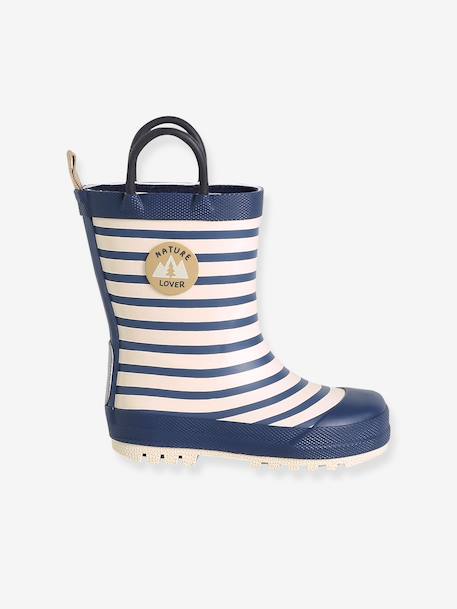 Bottes de pluie bébé détails ludiques bleu clair+marine+rayé marine+vert imprimé - vertbaudet enfant 