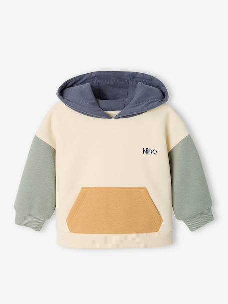 Sweat à capuche bébé personnalisable vert sauge - vertbaudet enfant 