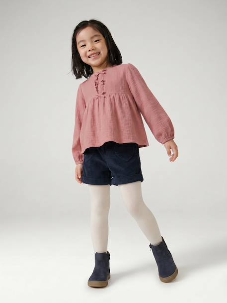 Fille-Short-Short en velours poches coeur fille facile à enfiler