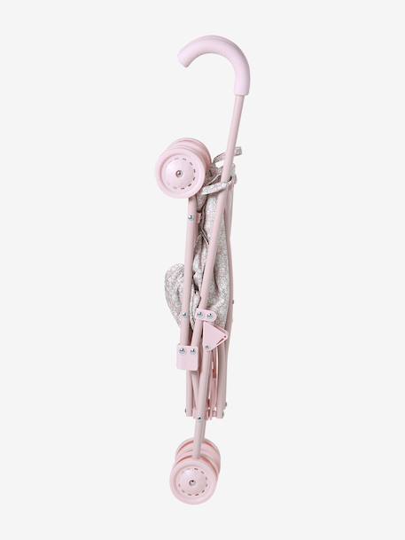 Grande poussette canne pour poupon écru+noir+rose - vertbaudet enfant 