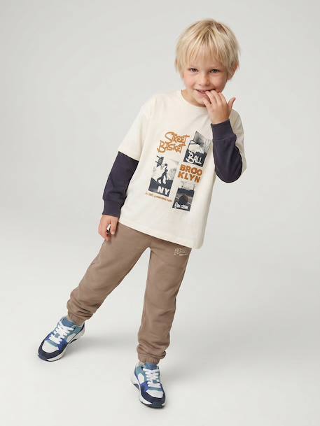 Pantalon de jogging garçon beige+marine+vert sapin - vertbaudet enfant 