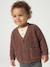 Gilet bébé col V en maille grosse jauge bleu grisé+chocolat - vertbaudet enfant 