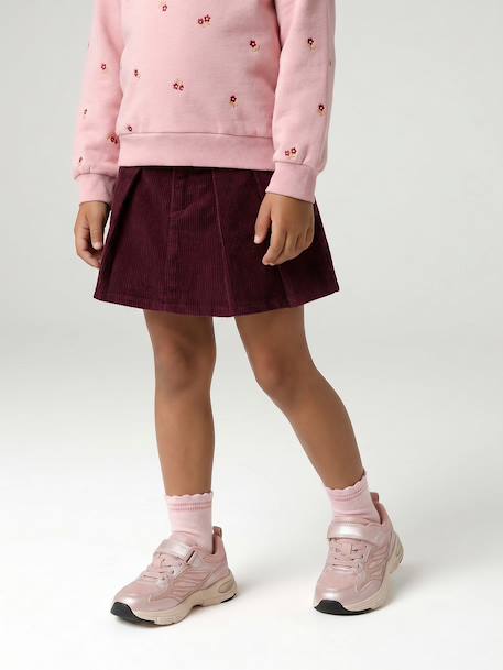 Jupe short fille plissée beige+bordeaux+vert anglais - vertbaudet enfant 