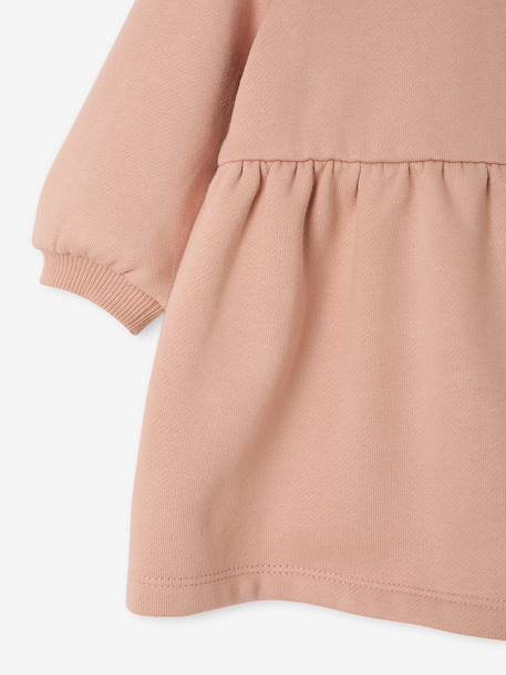 Robe bébé en molleton avec col en crochet rose poudré+vert - vertbaudet enfant 