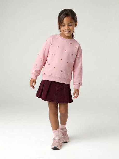 Sweat fille manches longues écru+rose pâle - vertbaudet enfant 