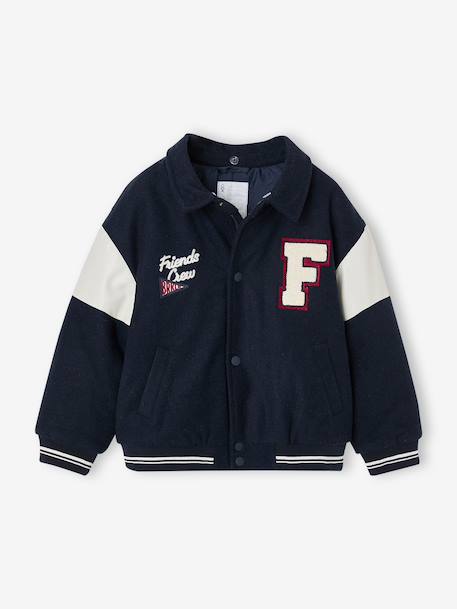 Blouson teddy garçon à capuche amovible marine - vertbaudet enfant 