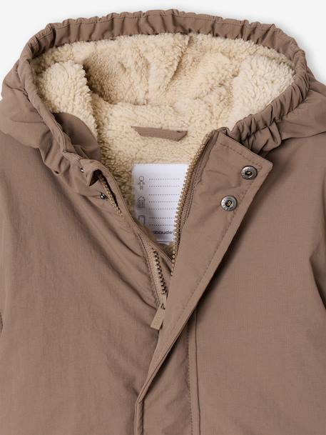 Parka met capuchon en sherpavoering voor jongens kaki+saliegroen+taupe+zwart - vertbaudet enfant 