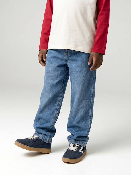 Loose jeans voor jongens double stone+zwart - vertbaudet enfant 