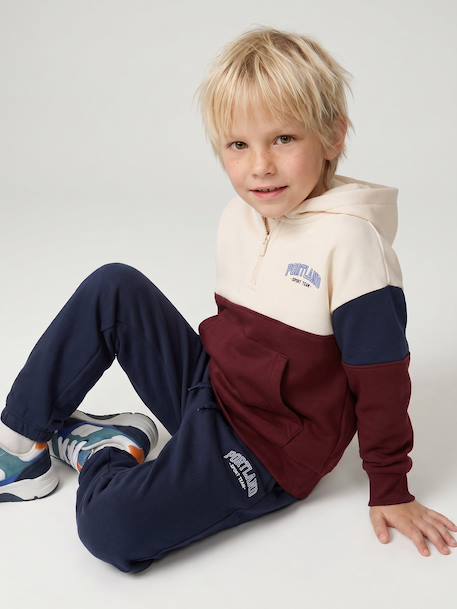 Joggingbroek jongen met print beige+dennen+marineblauw - vertbaudet enfant 