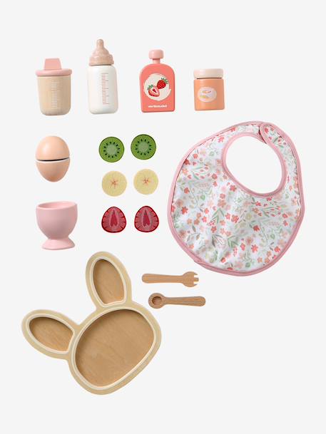 Set repas poupon en bois FSC® rose - vertbaudet enfant 