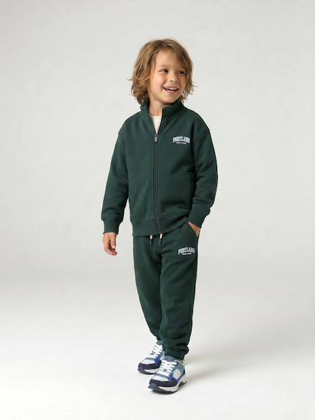 Sweat zippé garçon col camionneur marine+rouge+vert sapin - vertbaudet enfant 