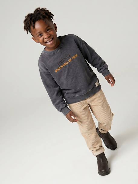 Pantalon en velours côtelé garçon facile à enfiler beige+bleu ardoise+marine - vertbaudet enfant 