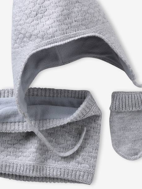 3-delige babyset muts, sjaalkraag gemêleerd grijs - vertbaudet enfant 
