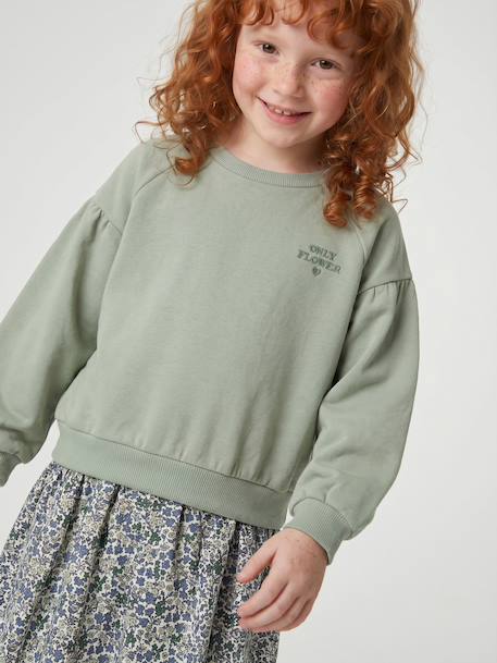 Robe bi-matière fille anthracite+écru+mauve+vert sauge - vertbaudet enfant 