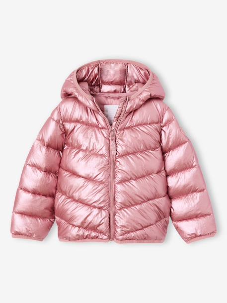 Doudoune fille légère à capuche effet brillant métallisé rose+rose pâle - vertbaudet enfant 