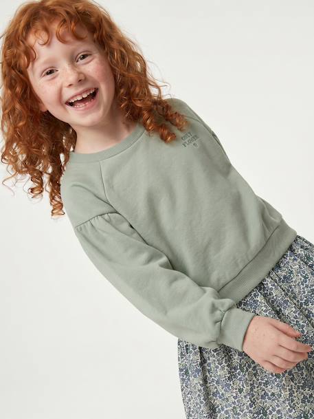Robe bi-matière fille anthracite+écru+mauve+vert sauge - vertbaudet enfant 