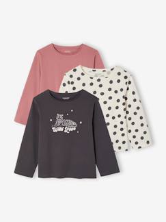 -Lot de 3 t-shirts fille fantaisie manches longues