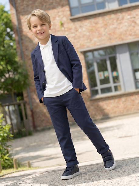 Polo garçon manches courtes broderie poitrine blanc+bleu+jaune pâle+kaki clair+MARINE+terracotta - vertbaudet enfant 