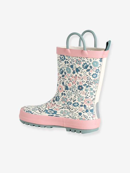 Bottes pluie fille caoutchouc bleu imprimé+écru+lot rose - vertbaudet enfant 