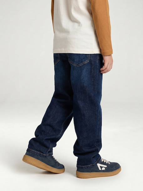 Rechte jeans voor jongens ongewassen denim+stone - vertbaudet enfant 