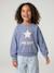 Sweat fille col rond manches longues bleu chambray+gris chiné - vertbaudet enfant 