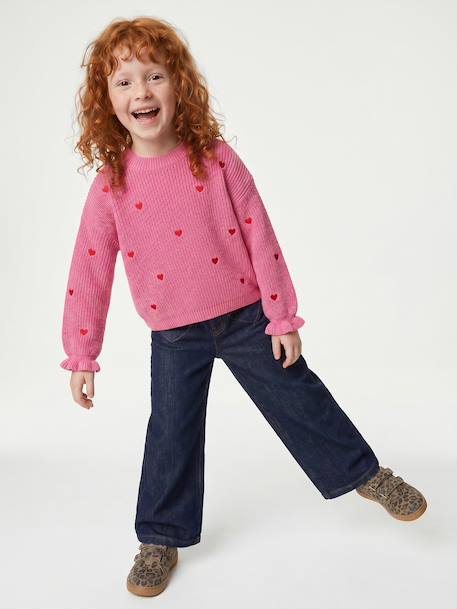 Jean large fille bleu moyen+denim brut - vertbaudet enfant 