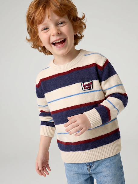 Pull garçon manches longues marine+noisette - vertbaudet enfant 