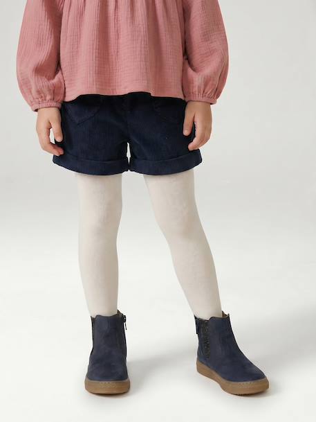 Short en velours poches coeur fille facile à enfiler kaki+marine+rose+vieux rose - vertbaudet enfant 