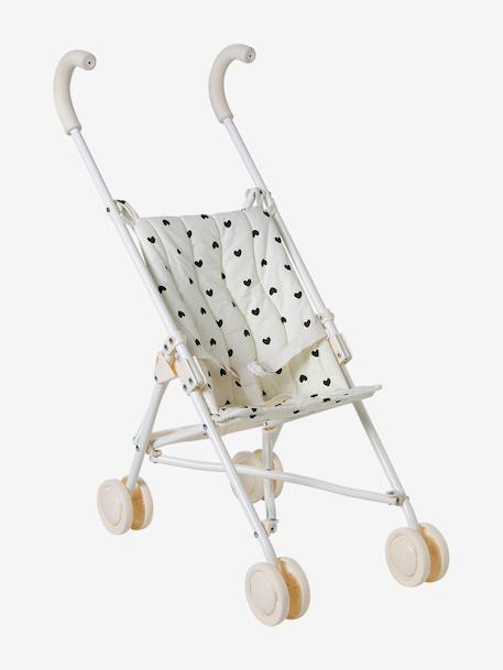 Grote rieten wandelwagen voor poppen ecru+rozen+zwart - vertbaudet enfant 