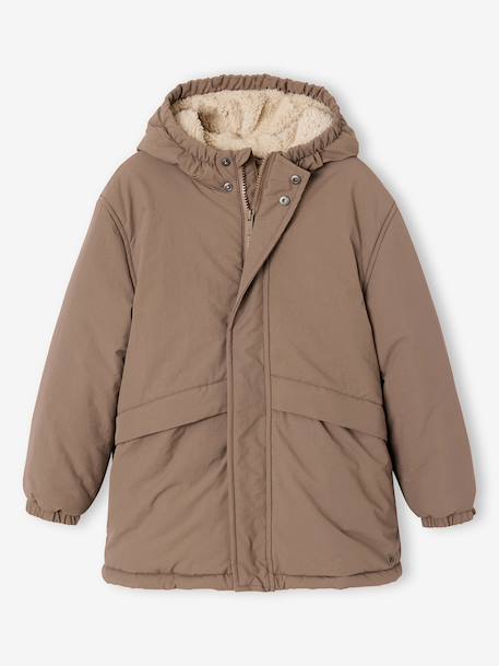 Parka met capuchon en sherpavoering voor jongens kaki+saliegroen+taupe+zwart - vertbaudet enfant 