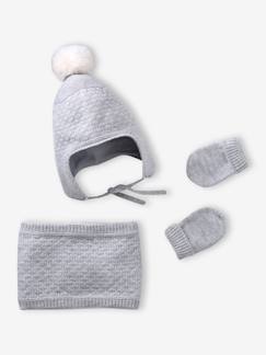 Bébé-Accessoires-Bonnet, écharpe, gants-Ensemble bébé bonnet, snood et moufles
