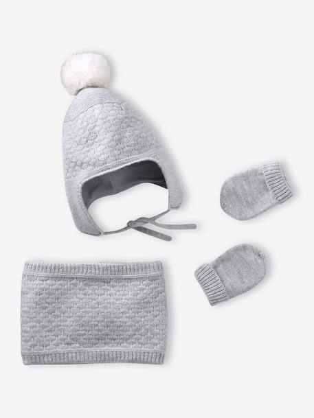 Bébé-Ensemble bébé bonnet, snood et moufles