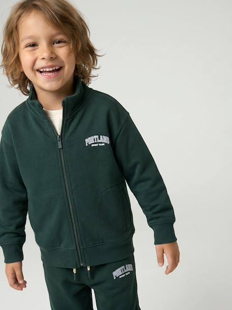 Sweat zippé garçon col camionneur marine+rouge+vert sapin - vertbaudet enfant 
