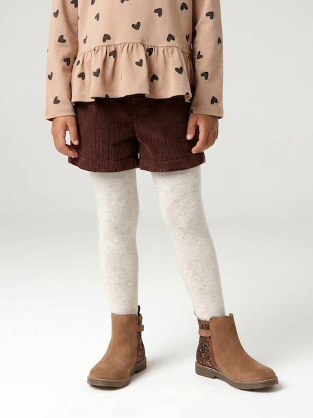 Fluwelen short met paperbag-vorm meisjes chocoladebruin+grijs+groenblauw+kameel+kaneel+zachtpaars - vertbaudet enfant 