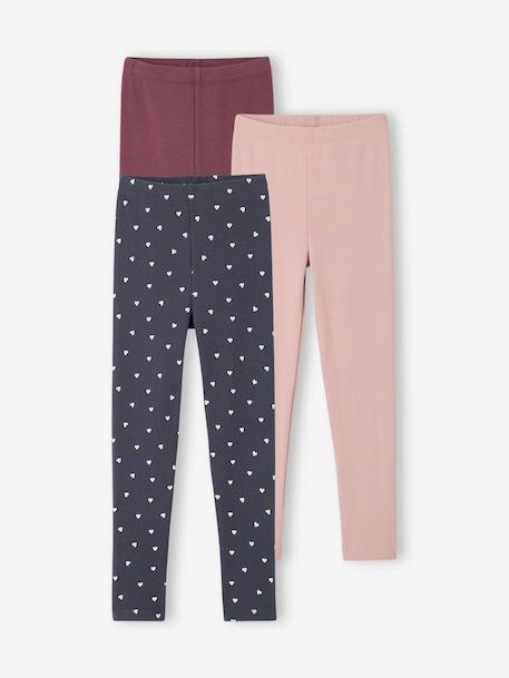 Lot de 3 leggings fille encre+vanille - vertbaudet enfant 