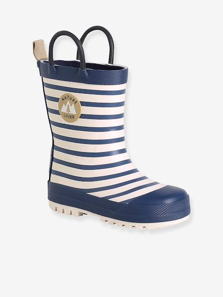 Bottes de pluie bébé détails ludiques bleu clair+marine+rayé marine+vert imprimé - vertbaudet enfant 