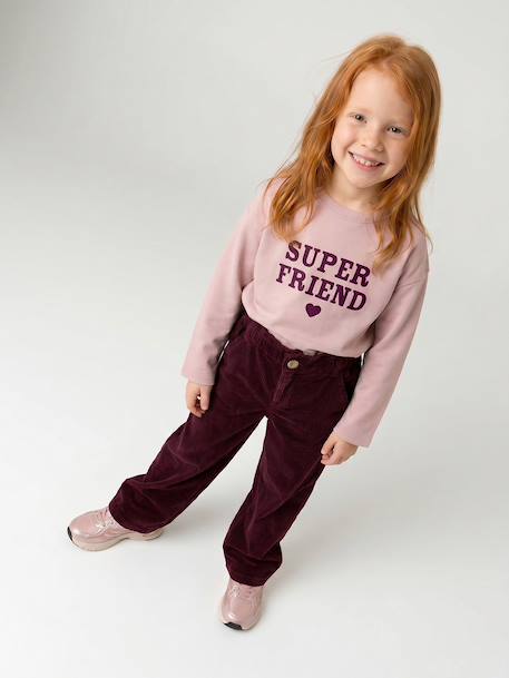 T-shirt manches longues fille encre+rose pâle+vert - vertbaudet enfant 