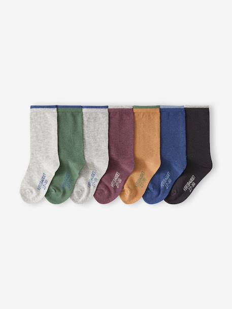 Lot de 7 paires de chaussettes garçon beige+chocolat+gris chiné - vertbaudet enfant 