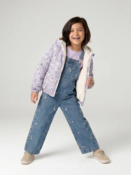 Geborduurde tuinbroek van denim jeansblauw - vertbaudet enfant 