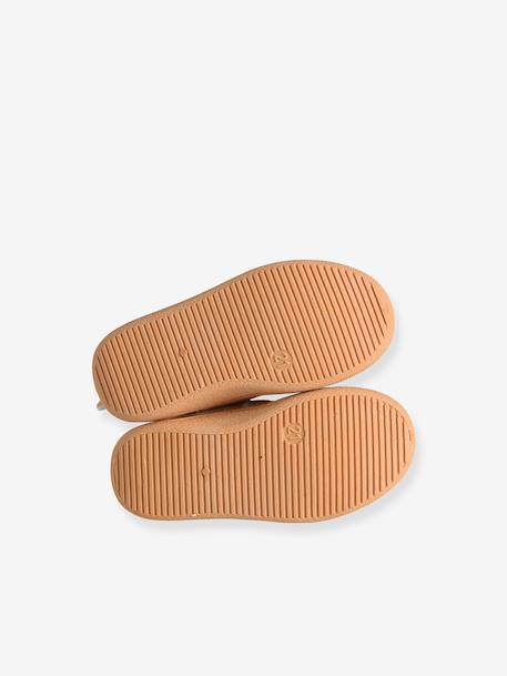 Chaussons zippés bébé en toile beige+blanc imprimé+rose pâle+vanille - vertbaudet enfant 