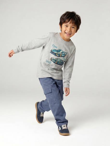 T-shirt motif ludique garçon écru+gris ardoise+gris chiné - vertbaudet enfant 