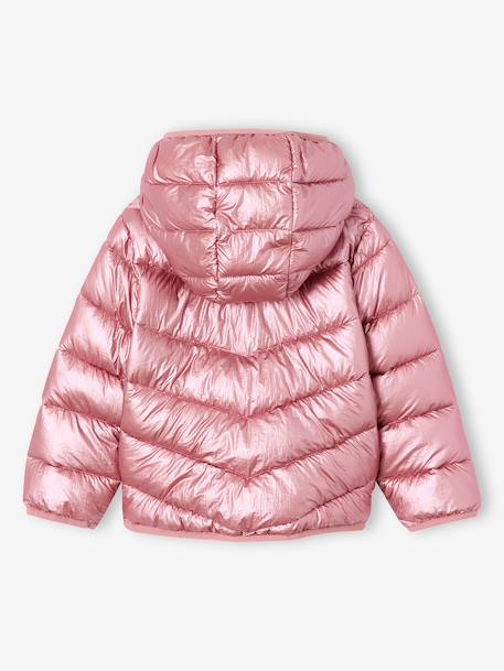 Doudoune fille légère à capuche effet brillant métallisé rose+rose pâle - vertbaudet enfant 