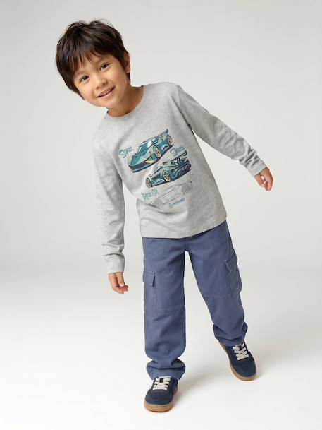 T-shirt motif ludique garçon écru+gris ardoise+gris chiné - vertbaudet enfant 
