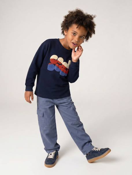 T-shirt manches longues garçon marine+noisette - vertbaudet enfant 