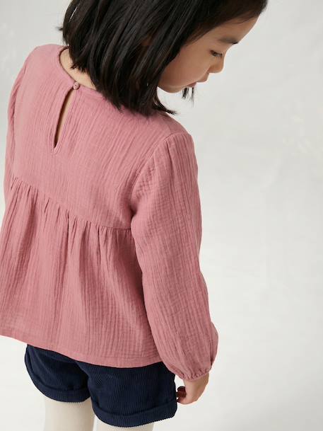 Blouse manches longues fille blush+écru - vertbaudet enfant 